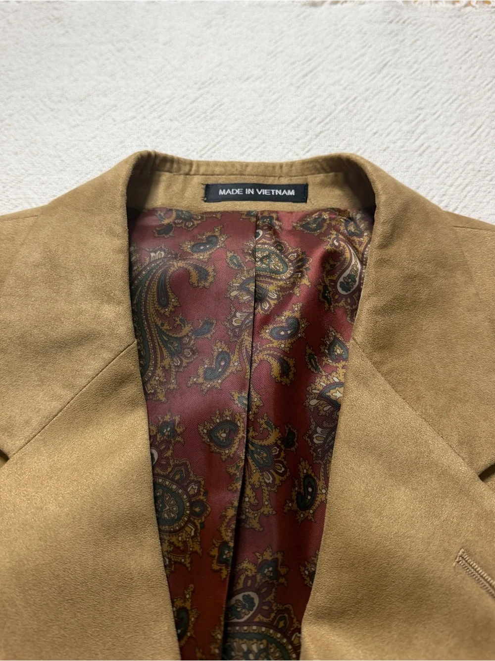 CHAPS Ralph Lauren Faux Suede Khaki Sports Coat 46R Blazer Jacket Fall Western